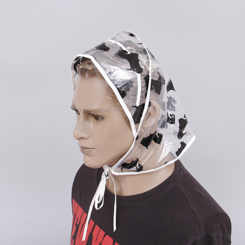 Plastic rain bonnet hat with printing