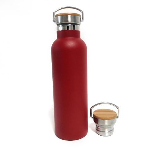 600ml Edelstahl-Wasserflasche mit Bambusdeckel