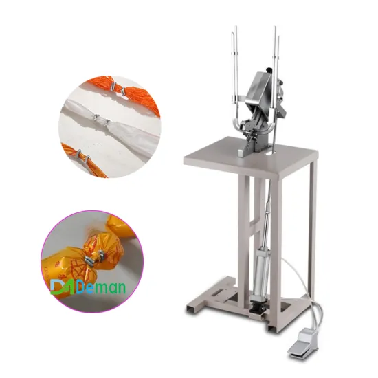 Pneumatic Foot Pedal Double Row Ham Sausage Clipper with Automatic Cutting Mesh Bag Tying Machine