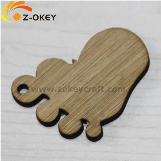 Personalized design Lovely foot design bamboo ornament laser carving pendant