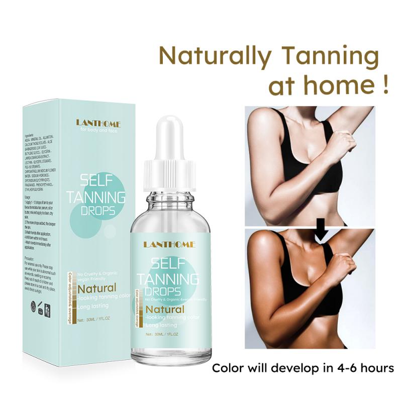 1 Pcs LANTHOME Natural Tanning Oil Long Lasting No Trace 30ml Without UV Damage Self Tanning Drops Sun Cream Self Tanners TSLM1