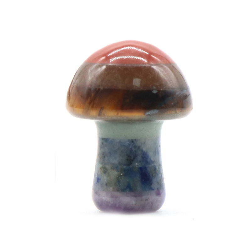 7 Chakra Stone Mushroom Sculpture 20 mm Mini Guérison Champignons cristallins décorations polies pour la maison Équilibrage de la méditation décor