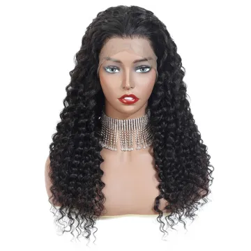 High Quality Frontal Front Lace Fringe Free Shipping Double Drawn Deep Wave 13X4 Curl Human Hair Wig Ombre