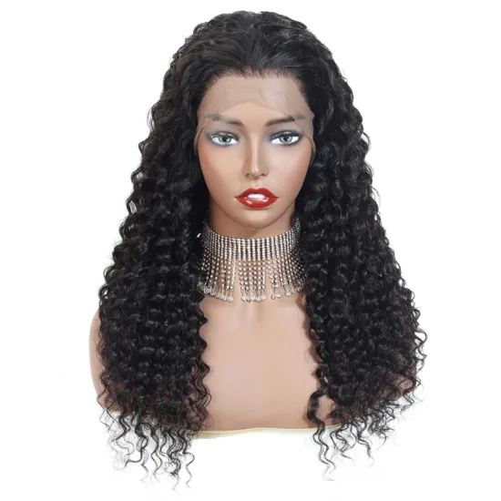 High Quality Frontal Front Lace Fringe Free Shipping Double Drawn Deep Wave 13X4 Curl Human Hair Wig Ombre
