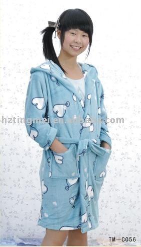 children micro-fiber bathrobe(bathrobe,100% polyester shower robe)