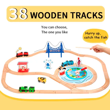 Wooden Tracks Train Set Toys Railway Magical Brio Wood Track Puzzles Educational Toys For Children's Birthday Gifts