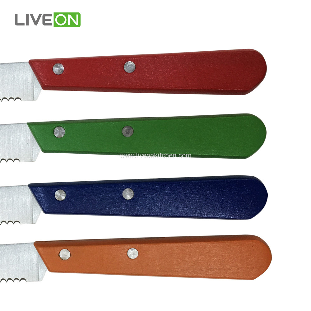 Colored Handle Tomato Knife 4 Pieces Set