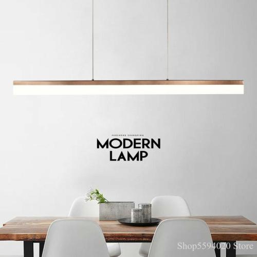 Minimalist LED Strip Chandelier Lights Post Modern Simple Office Lamp Chandelier Restaurant Dining Room Pendant Lamp Home Decor