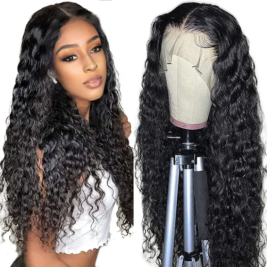 Water Wholesale 22 30 40 Inch Glueless 180 Density Brazilian Deep Water Wave Wig Peruvian Water Wave Full Lace Wig