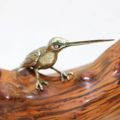 Solid Brass Hummingbird Ornament - Miniature Kingfisher Decoration