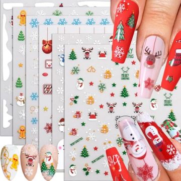 2024 New 3D Christmas Adhesive Nail Art Decals - Gold Luxury Nail Stickers