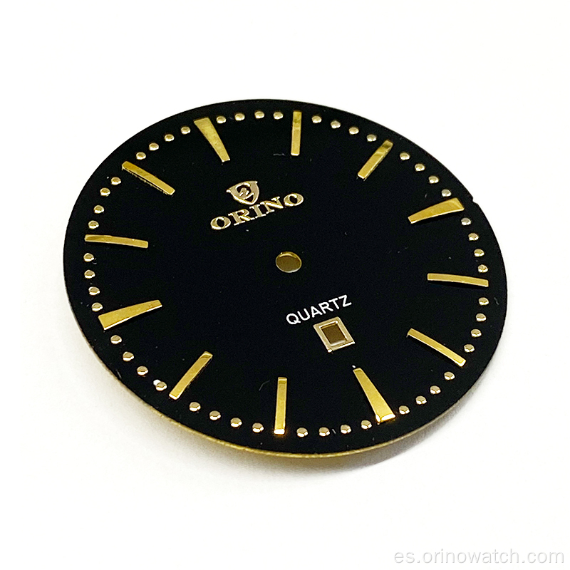 Dial de reloj de esmalte simple con índices de metal