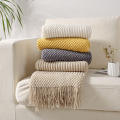 Knitted Tassel Sofa Blanket Super Soft Waffle Blanket