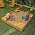 Wooden Backyard Sandbox with Cover Kid's Outdoor Furniture