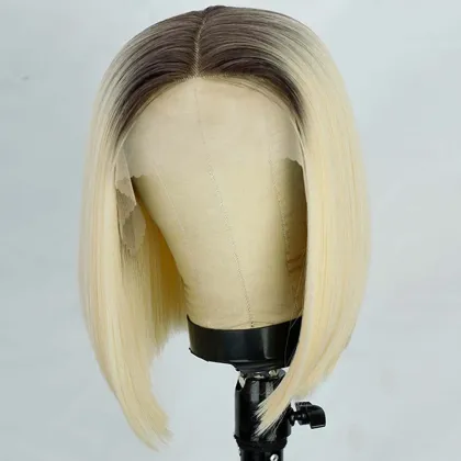 Natural black  Bob Wig Depuy Synthes Tfnadvanced Female High Temperature Silk Chemical Fiber Lace front  colored  Bob Wig