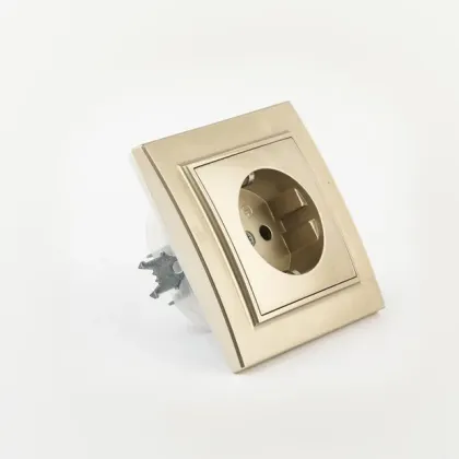 Golden 16A Earthed Flush Socket with Shutter Elendax