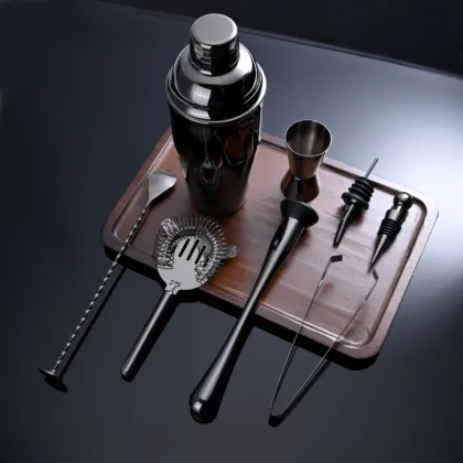 Portable 8-Piece Bartender Kit with 750ml Martini Shaker - Food Grade Metal Barware Tools