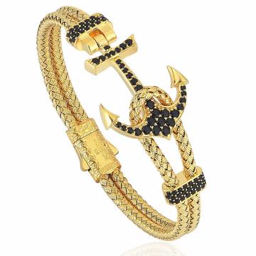 Gold Color Steel Wire Cord Anchor Zircon Bracelet