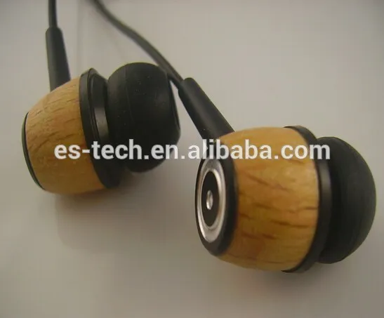 wood earbuds with TPE cable for cell phone