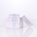 Square shape glass cream jar with white caps