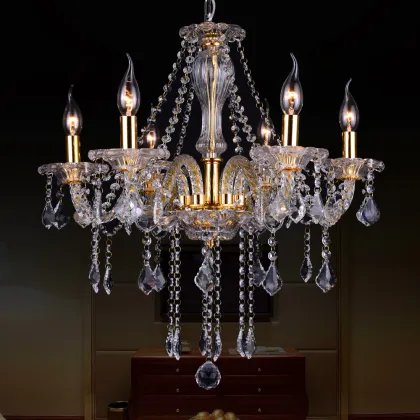 European American Crystal LED Chandelier Pendant Lamp