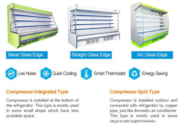 straight /bevel /ARC glass edge refrigeration showcase 