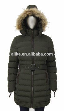 ALIKE women fashion jacket with real fur long coat