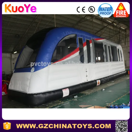 Customized new design bounce house inflatable train for kids