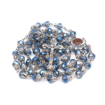 Brave Light Jewelry 2023 Catholic Crystal Beads Rosary Necklace with Virgin Mary Centerpiece and Crucifix