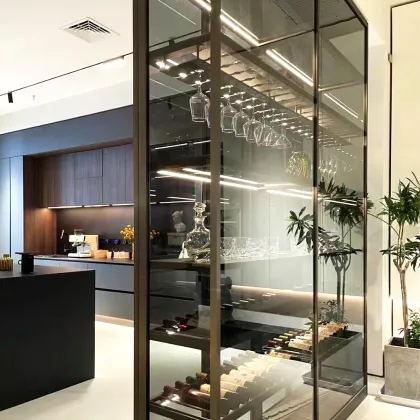 Stainless Steel Glass Wine Display Cabinet with Electronic Temperature Control