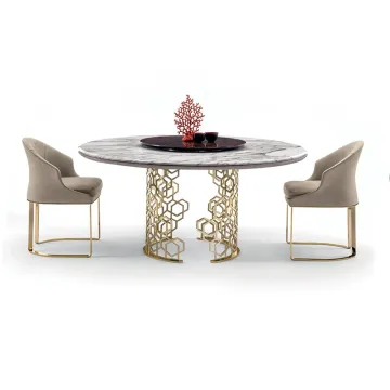Luxury Rotating 6 Seater White Round Dining Table Set