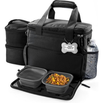 Luxury Airline Approved Tote Organizer for Pet Travel with Collapsible Bowls