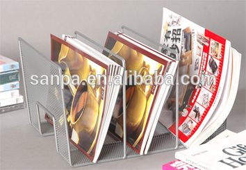 Wire Mesh Color Letter Sorter Book Magazine Holder (4 compartments )