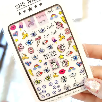 2022 SHE Nail Stickers - Simba, Stitch, Dumbo & Mouse Cartoon Nail Art Decorations