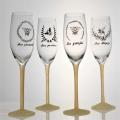 Champagner Flöte Glas Bienen Design Glitzerglaset Set