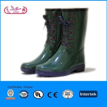 women buckle lace up stylish rubber boots