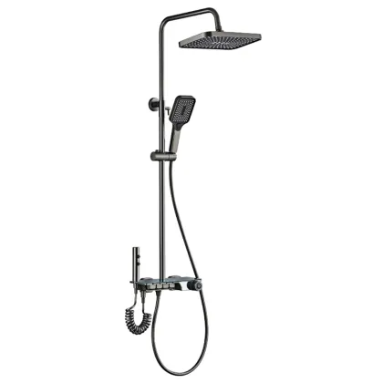 Water Gray Plating Brass Digital Display Constant Temperature Shower Set
