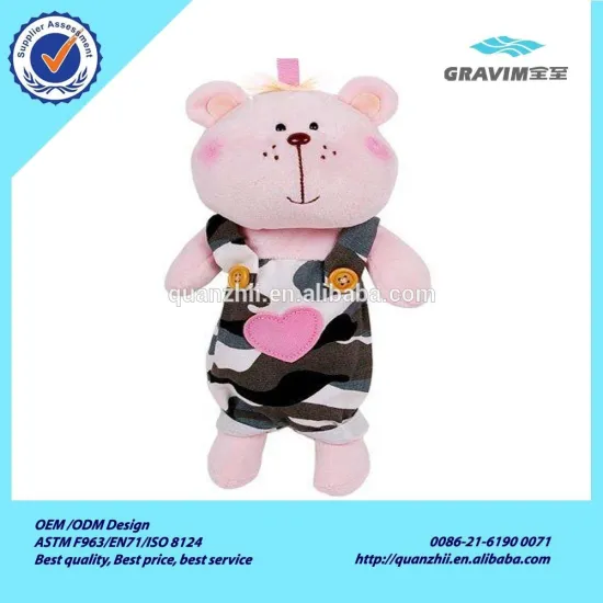 Plush bear pink plush pencil case
