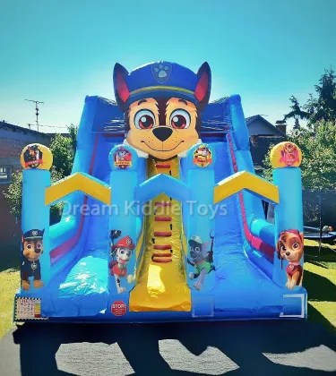Kids Outdoor Animal Patrol Dog Paw Inflatable Slide - Bounce Slide & Inflatable Combo