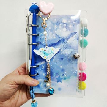 Customized Holographic Clear Cover Loose Leaf Scrapbooking Diary Notebook with Button