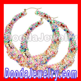 Wholesale Celeb Gold Multi Color Bamboo Chain Earrings Cheap 