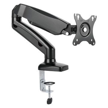 Aluminum Monitor Arm: Clamp and Grommet Installation for Desk Mount with Gas Spring (Black)