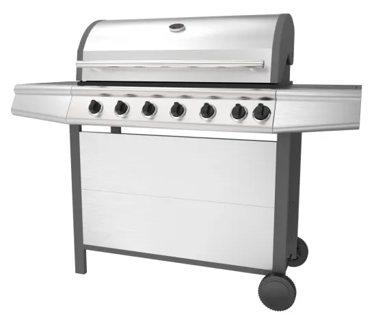 Six Burner Outdoor Barbecue Grill With Side Burner