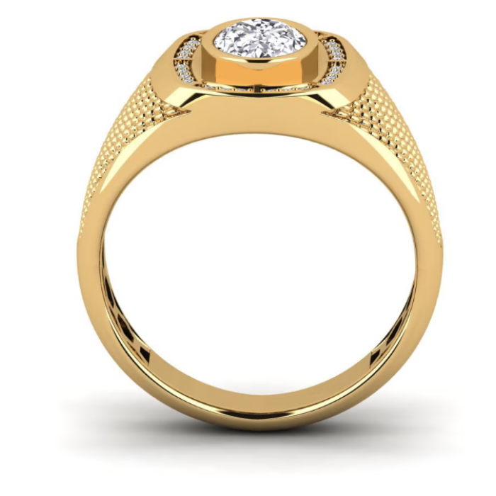 Stylový pánský oválný 18K zlatý laboratorní diamantový prsten