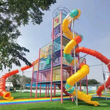 Outdoor Adventure Park Equipment: Scenic Large Flying Castle Climbing Slide Factory