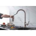 Stainless steel Beige single hole pull-down kitchen faucet