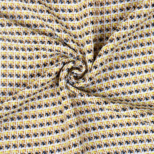 Beige bomullsbrokad Jacquard Fabric