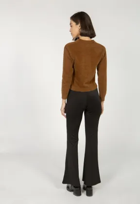 Black High Waist Flared Pants Women