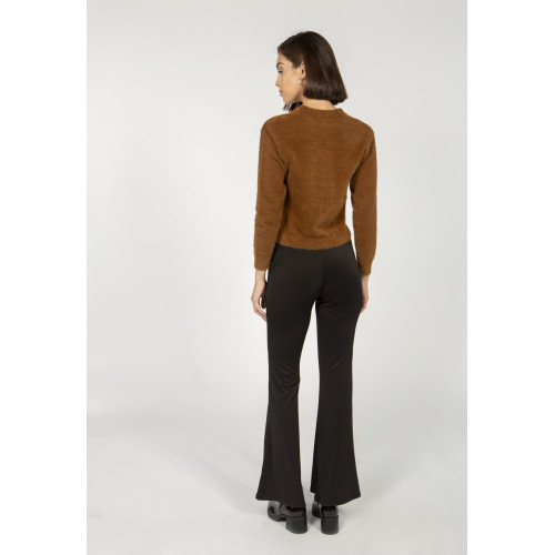 Black High Waist Flared Pants Women