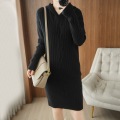 Hooded simple solid color knit dress for women